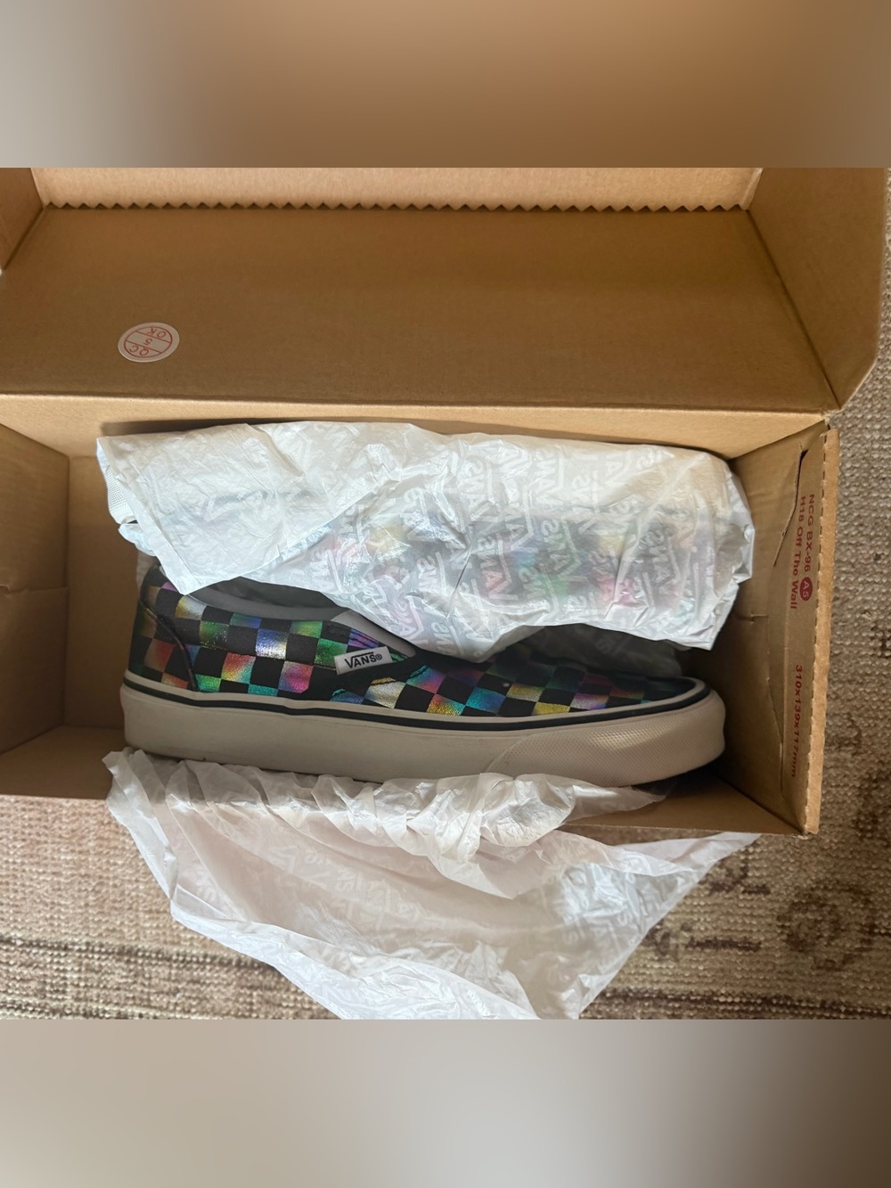 Vans Classic Slip-On Checkerboard Multicolor Holographic Sneakers - Picture 4 of 5